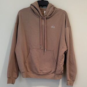 ALO Yoga unisex gravel beige tan Hoodie sweatshirt S